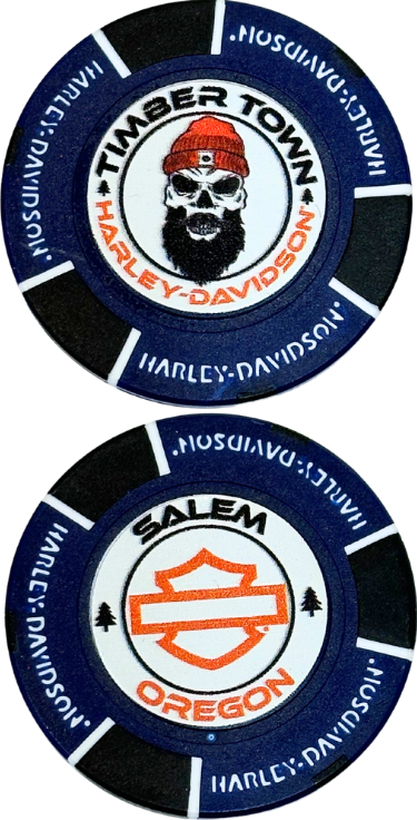 Blue and black poker chip