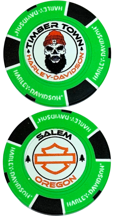 Green and Black poker chip