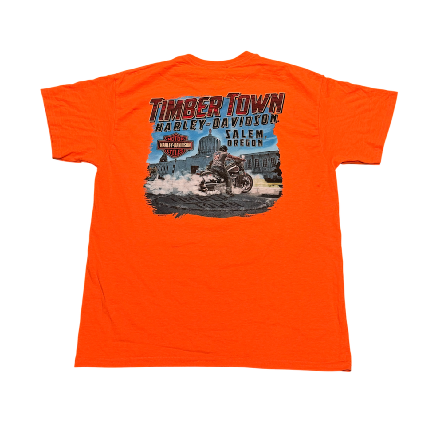 Mens Orange Timber Town Harley-Davidson T-shirt