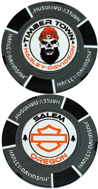 Grey and black poker chip