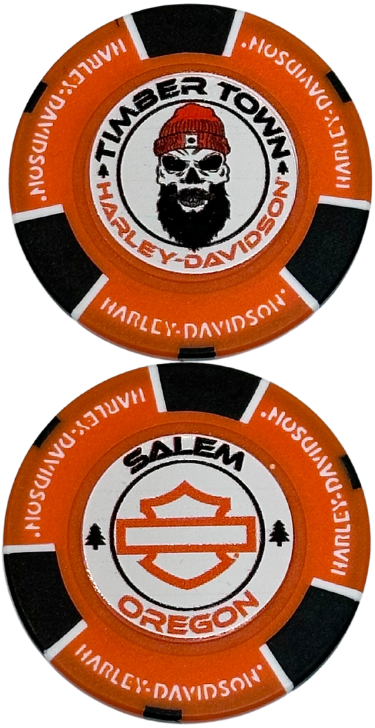 Orange and Black poker chip