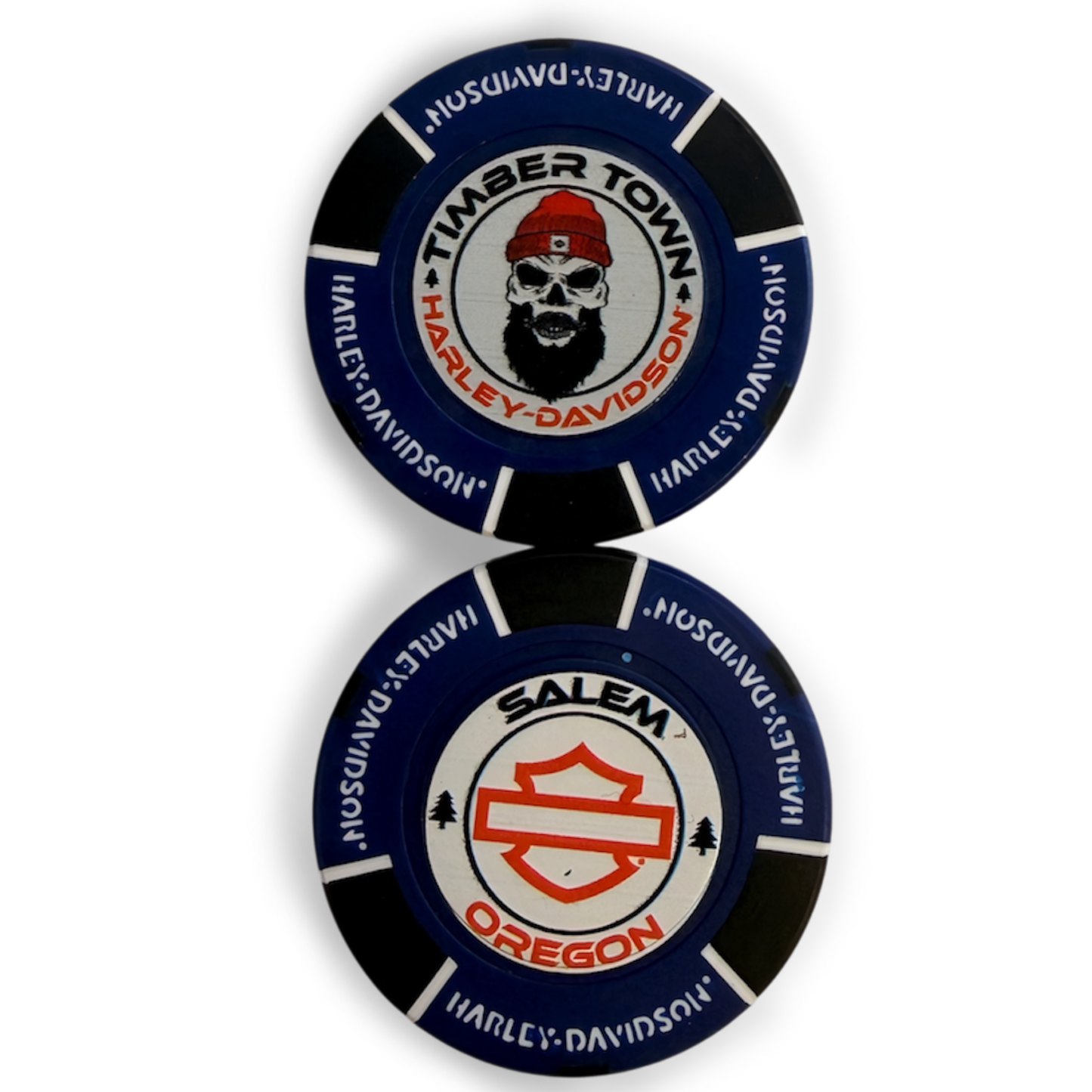 Dark Blue, Black, White Poker Chip