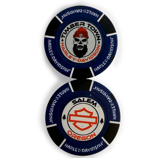 Dark Blue, Black, White Poker Chip