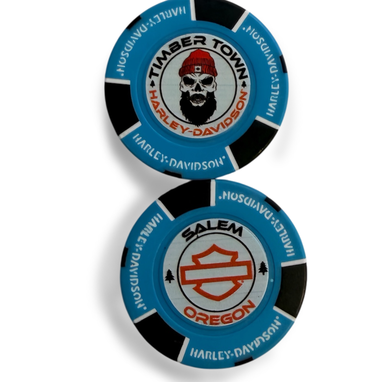 Blue, Black, White Poker Chip