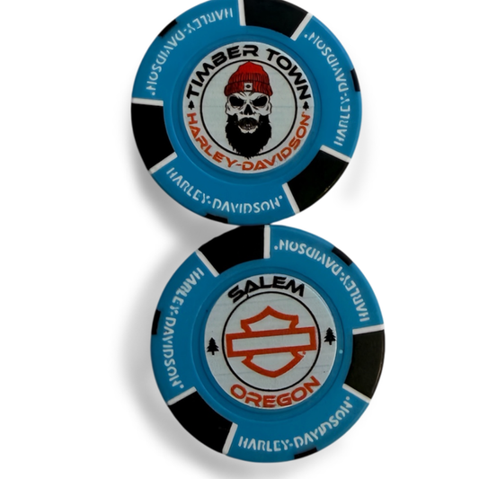 Blue, Black, White Poker Chip