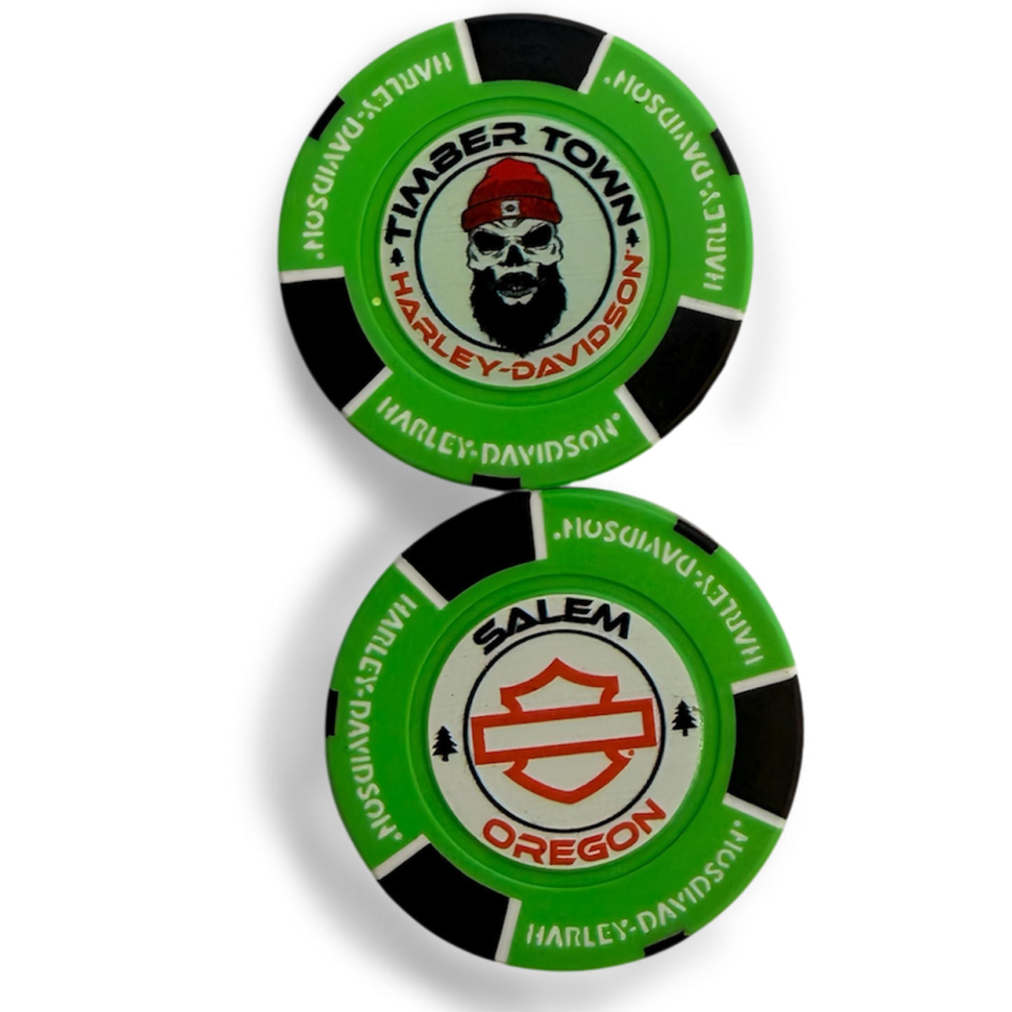 Green, Black, White Poker Chip