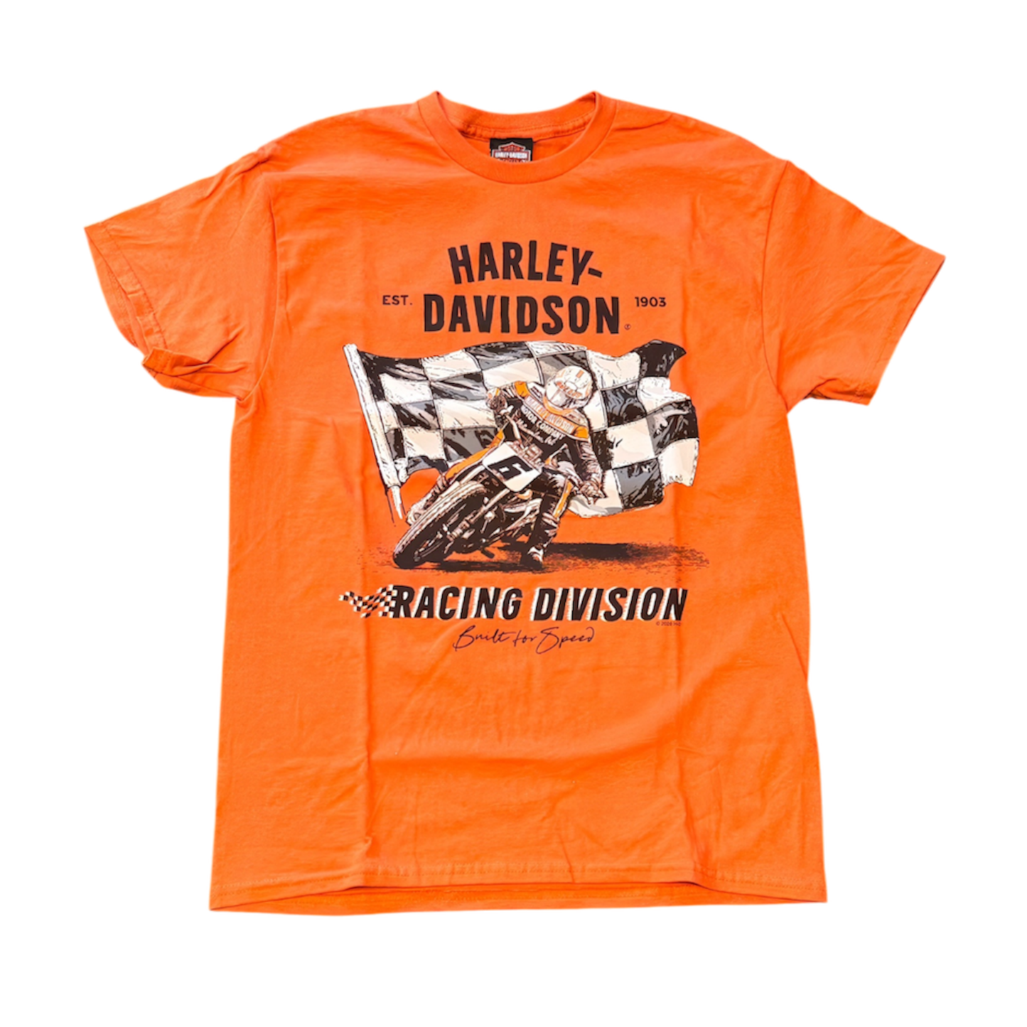 HD Carving Timber Town Harley-Davidson Mens Orange T-Shirt