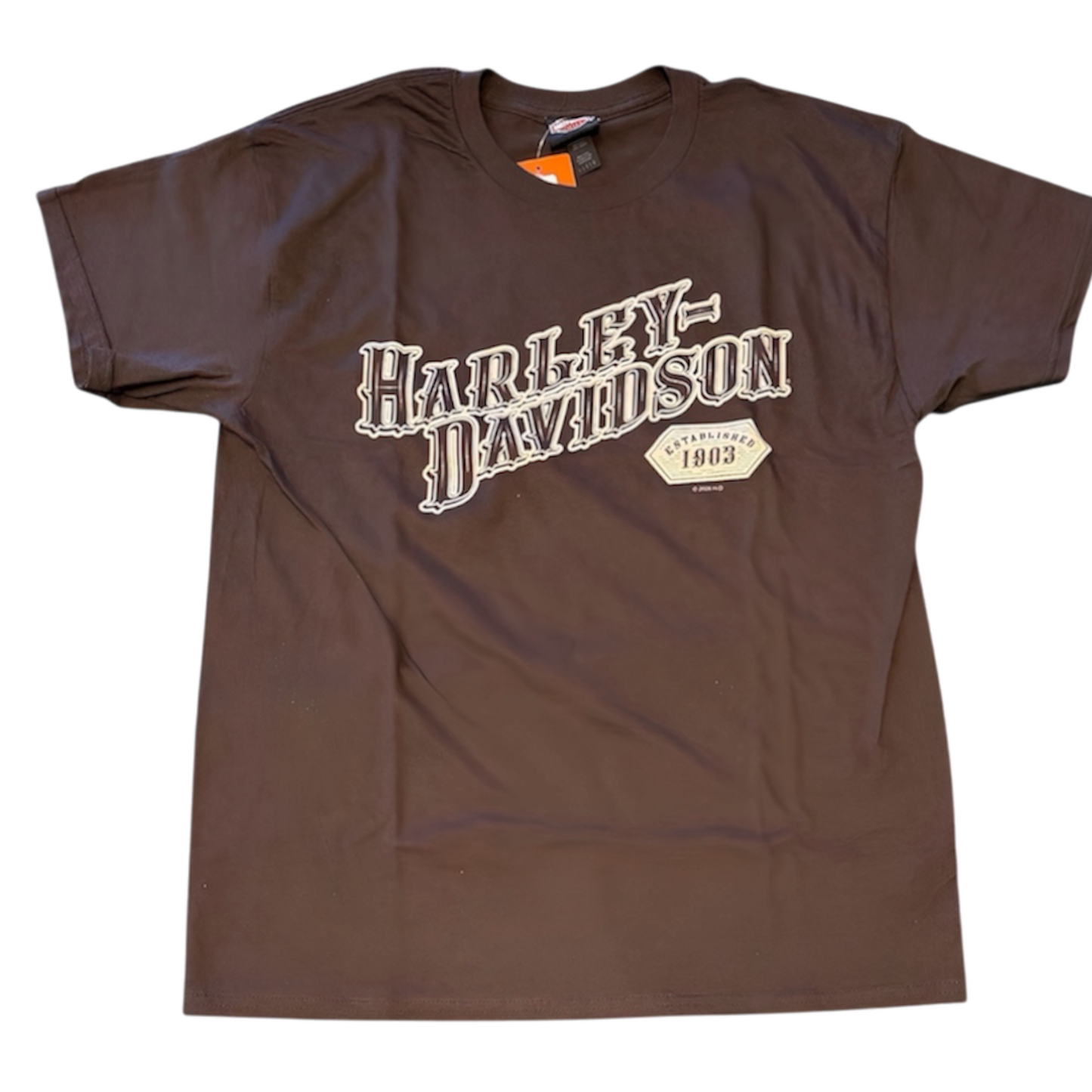HD Cutter Timber Town Harley-Davidson Mens Brown T-Shirt