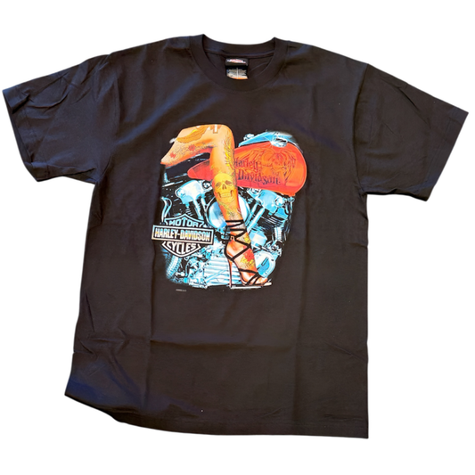 Knucklehead Leg Timber Town Harley-Davidson Mens Black T-Shirt