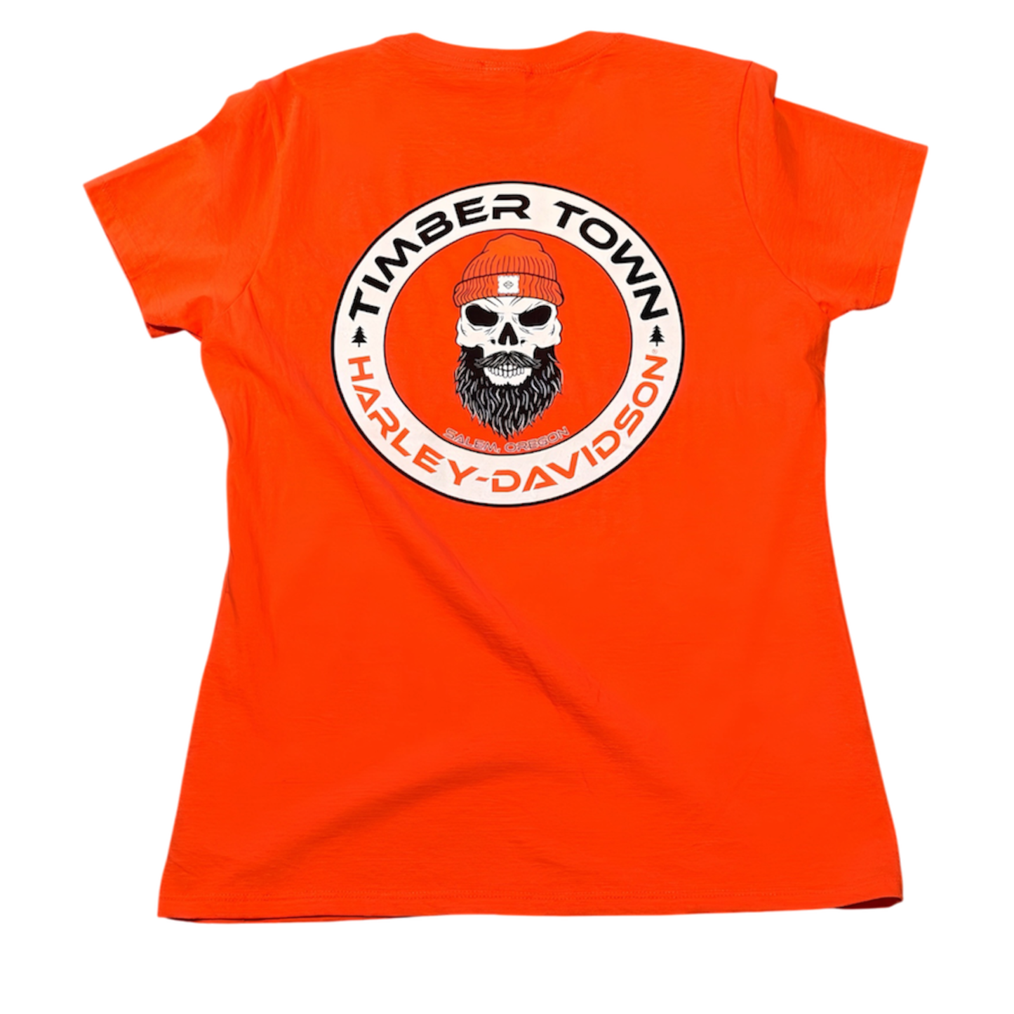 HD Live Free Timber Town Harley-Davidson Womens Orange T-Shirt
