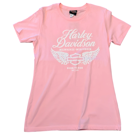 HD Heaven Timber Town Harley-Davidson Womens Pink T-Shirt